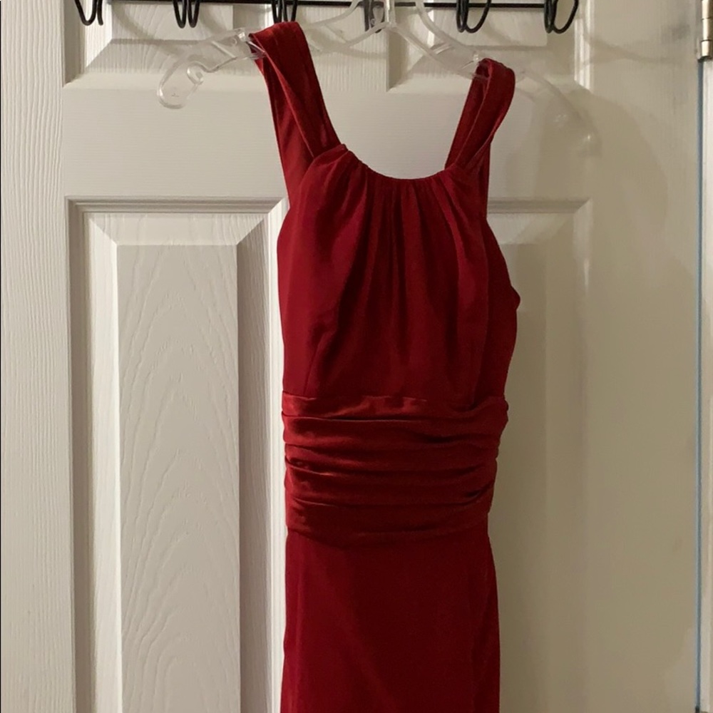 Floor length red dress